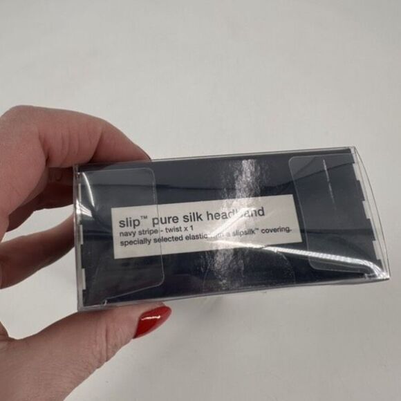 NWT Slip Pure Silk Headband Black and White‎ Striped New NIB main image 4